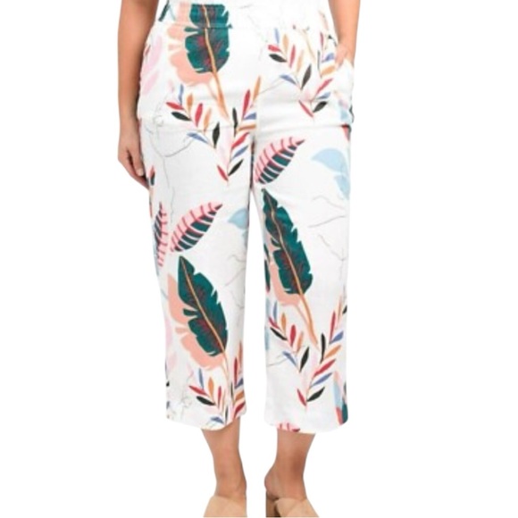 Cynthia Rowley Flat Front Cropped Linen Pant - Picture 1 of 5